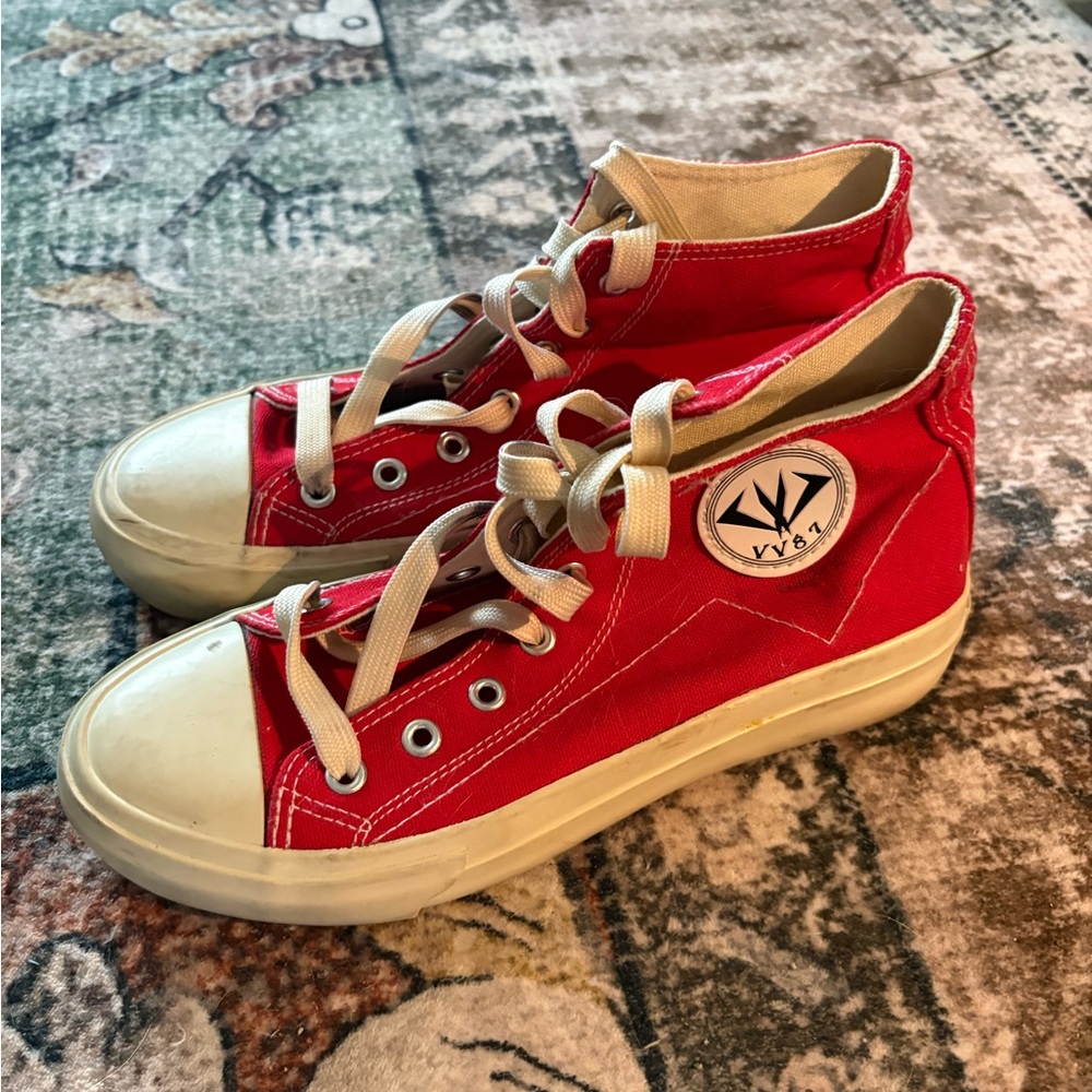Red High-Top Sneakers with Logo